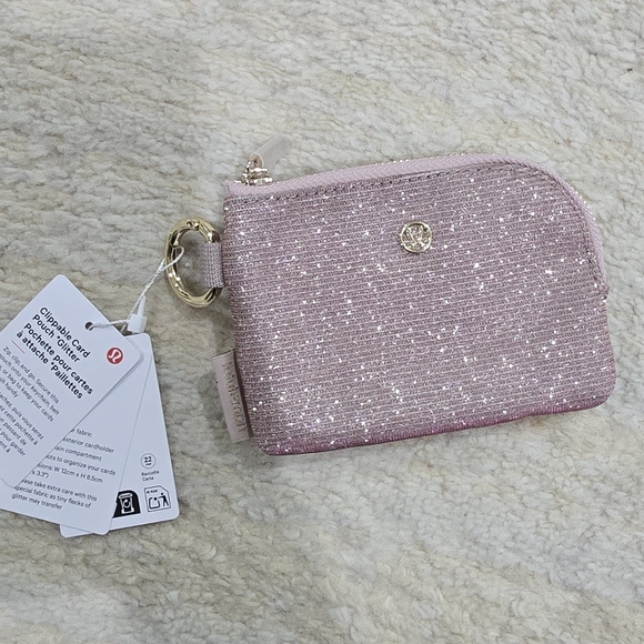 Glittery Pink Pouch with Gold Ring - Picture 1 of 2